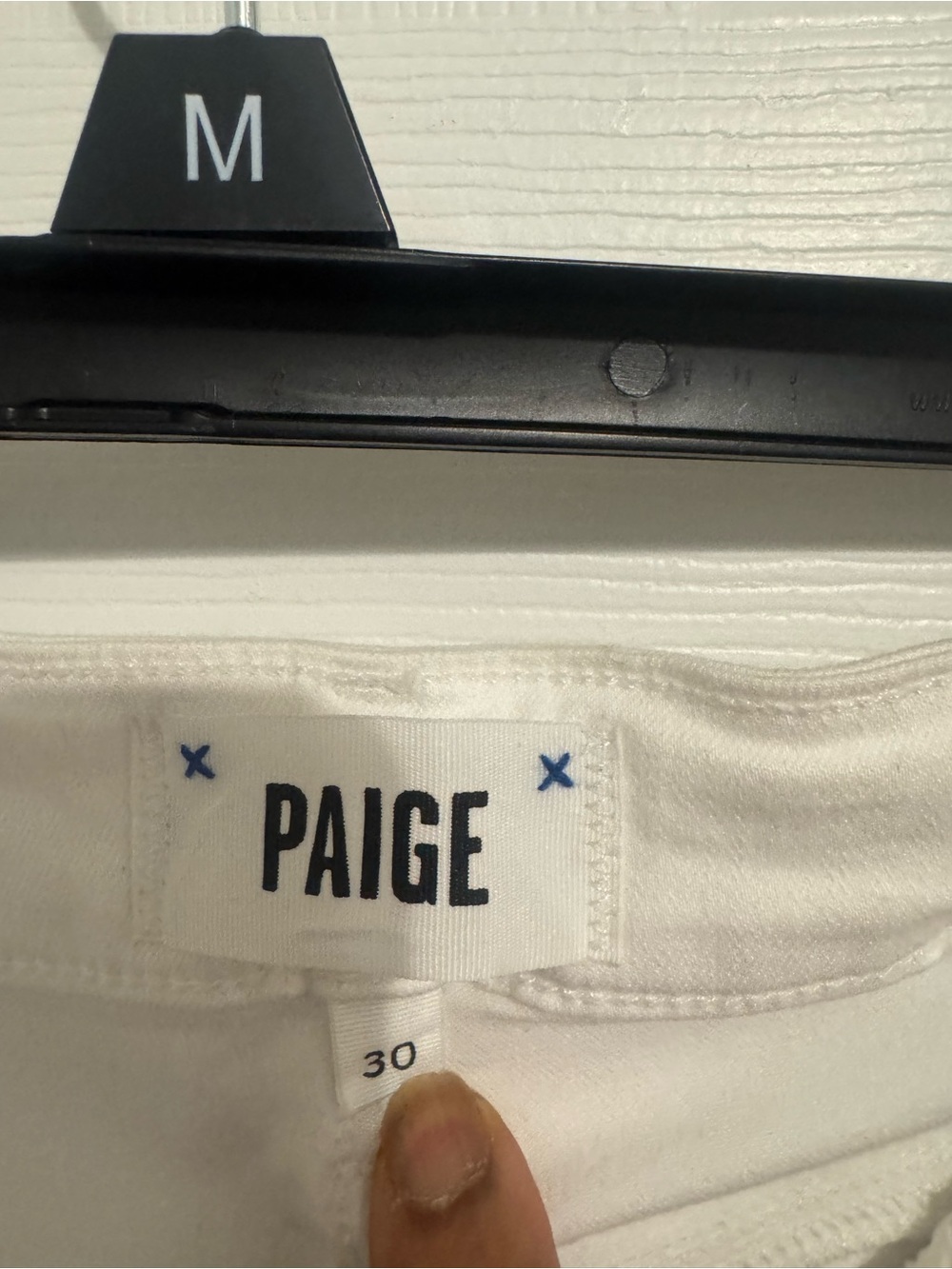 PAIGE White Denim Pants with Subtle Logo.